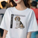 ビーグル Tシャツ レディース 犬ファン 半袖 春夏 犬柄 プリント カジュアル かわいい 人間用 個性派 ここだけのデザイン 面白 メガネ ビーグル
