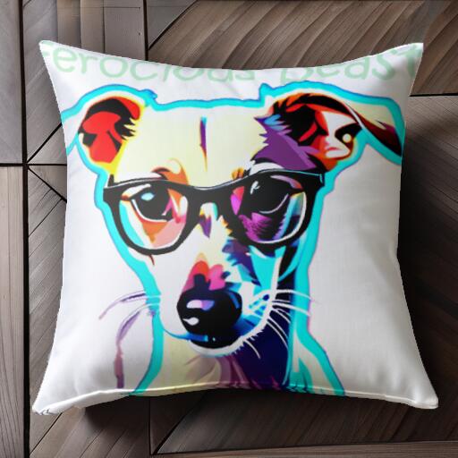 メガネ ジャックラッセルテリア クッションカバー 45×45cm アニマル柄 おしゃれ 可愛い クッション本体付き 正方形 犬ファン