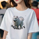 サモエド Tシャツ レディース 犬ファン 半袖 春夏 犬柄 プリント カジュアル かわいい 人間用 個性派 ここだけのデザイン 面白 サモエド