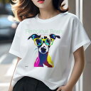 イタリアングレーハウンド Tシャツ レディース 犬ファン 半袖 春夏 犬柄 プリント カジュアル かわいい 人間用 個性派 ここだけのデザイン 面白 メガネ イ...