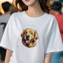ゴールデンレトリバー Tシャツ レディース 犬ファン 半袖 春夏 犬柄 プリント カジュアル かわいい 人間用 個性派 ここだけのデザイン 面白 ゴールデンレトリバー