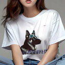 ジャーマンシェパード Tシャツ レディース 犬ファン 半袖 春夏 犬柄 プリント カジュアル かわいい 人間用 個性派 ここだけのデザイン 面白 サングラス ジ...