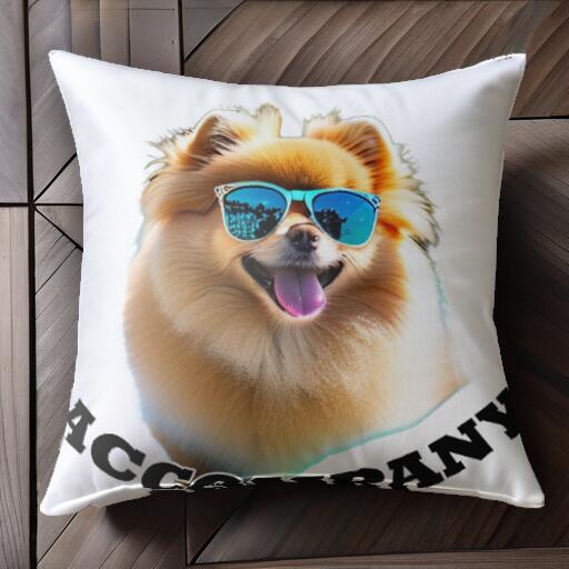 サングラス ポメラニアン クッションカバー 45×45cm アニマル柄 おしゃれ 可愛い クッション本體付き 正方形 犬ファン