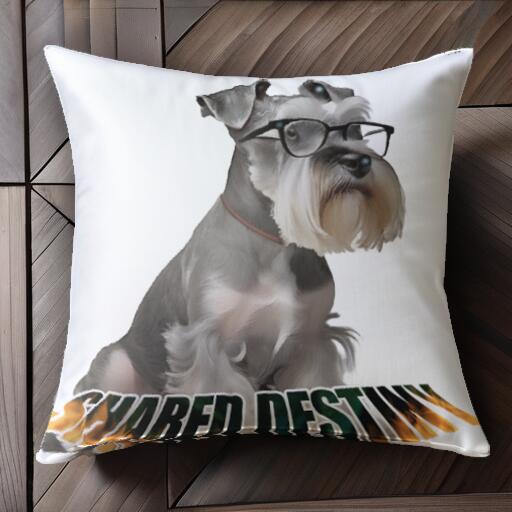メガネ ミニチュアシュナウザー クッションカバー 45×45cm アニマル柄 おしゃれ 可愛い クッション本体付き 正方形 犬ファン