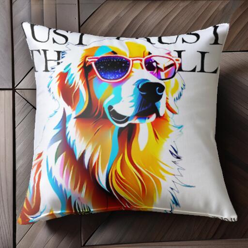 サングラス ゴールデンレトリバー クッションカバー 45×45cm アニマル柄 おしゃれ 可愛い クッション本体付き 正方形 犬ファン