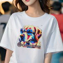 ゴールデンレトリバー Tシャツ レディース 犬ファン 半袖 春夏 犬柄 プリント カジュアル かわいい 人間用 個性派 ここだけのデザイン 面白 サングラス ゴールデンレトリバー