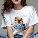 ポメラニアン Tシャツ レディース 犬ファン 半袖 春夏 犬柄 プリント カジュアル かわいい 人間用 個性派 ここだけのデザイン 面白 リボン ポメラニアン ワンピース