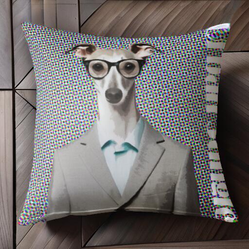 スーツ イタリアングレーハウンド メガネ クッションカバー 45×45cm アニマル柄 おしゃれ 可愛い クッ..
