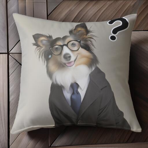 スーツ シェットランドシープドッグ 眼鏡 疑問符 クッションカバー 45×45cm アニマル柄 おしゃれ 可愛..