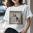 ビーグル Tシャツ レディース 犬ファン 半袖 春夏 犬柄 プリント カジュアル かわいい 人間用 個性派 ここだけのデザイン 面白 メガネ ビーグル フレーム