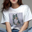 シェットランドシープドッグ Tシャツ レディース 犬ファン 半袖 春夏 犬柄 プリント カジュアル かわいい 人間用 個性派 ここだけのデザイン 面白 メガネ シェットランドシープドッグ