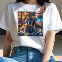ゴールデンレトリバー Tシャツ レディース 犬ファン 半袖 春夏 犬柄 プリント カジュアル かわいい 人間用 個性派 ここだけのデザイン 面白 背景 ゴールデンレトリバー 光 ボケ