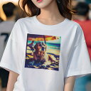 ゴールデンレトリバー Tシャツ レディース 犬ファン 半袖 春夏 犬柄 プリント カジュアル かわいい 人間用 個性派 ここだけのデザイン 面白 ビーチ ゴール...