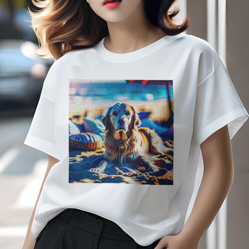 ゴールデンレトリバー Tシャツ レディース 犬ファン 半袖 春夏 犬柄 プリント カジュアル かわいい 人..