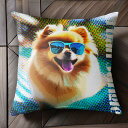 サングラス ポメラニアン クッションカバー 45×45cm アニマル柄 おしゃれ 可愛い クッション本体付き 正方形 犬ファン