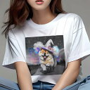 柴犬 Tシャツ レディース 犬ファン 半袖 春夏 犬柄 プリント カジュアル かわいい 人間用 個性派 ここだけのデザイン 面白 ハロウィン 柴犬 帽子