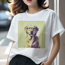ゴールデンレトリバー Tシャツ レディース 犬ファン 半袖 春夏 犬柄 プリント カジュアル かわいい 人間用 個性派 ここだけのデザイン 面白 メガネ ゴール...