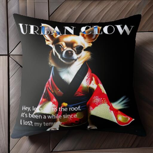 着物 チワワ 和風 犬服 クッションカバー 45×45cm アニマル柄 おしゃれ 可愛い クッション本体付き 正..