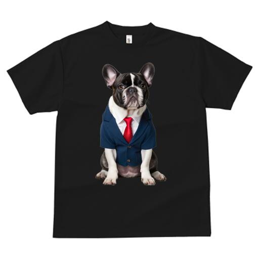 フレンチブルドッグ Tシャツ メンズ キッズ 犬ファン 半袖 春夏 犬柄 プリント カジュアル かわいい 人間用 個性派 ここだけのデザイン 面白 スーツ フレンチブルドッグ ネクタイ