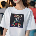 チワワ Tシャツ レディース 犬ファン 半袖 春夏 犬柄 プリント カジュアル かわいい 人間用 個性派 ここだけのデザイン 面白 着物 チワワ