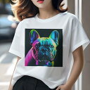 フレンチブルドッグ Tシャツ レディース 犬ファン 半袖 春夏 犬柄 プリント カジュアル かわいい 人間用 個性派 ここだけのデザイン 面白 カラフル フレン...