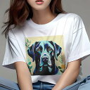 ラブラドールレトリバー Tシャツ レディース 犬ファン 半袖 春夏 犬柄 プリント カジュアル かわいい 人間用 個性派 ここだけのデザイン 面白 花 ラブラド...