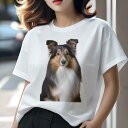 シェットランドシープドッグ Tシャツ レディース 犬ファン 半袖 春夏 犬柄 プリント カジュアル かわいい 人間用 個性派 ここだけのデザイン 面白 シェット...