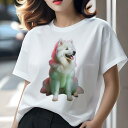 サモエド Tシャツ レディース 犬ファン 半袖 春夏 犬柄 プリント カジュアル かわいい 人間用 個性派 ここだけのデザイン 面白 サモエド
