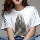 アフガンハウンド Tシャツ レディース 犬ファン 半袖 春夏 犬柄 プリント カジュアル かわいい 人間用 個性派 ここだけのデザイン 面白 メガネ アフガンハ...