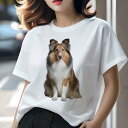 シェットランドシープドッグ Tシャツ レディース 犬ファン 半袖 春夏 犬柄 プリント カジュアル かわいい 人間用 個性派 ここだけのデザイン 面白 ふわふわ...