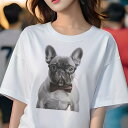 フレンチブルドッグ Tシャツ レディース 犬ファン 半袖 春夏 犬柄 プリント カジュアル かわいい 人間用 個性派 ここだけのデザイン 面白 メガネ フレンチ...