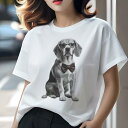 ビーグル Tシャツ レディース 犬ファン 半袖 春夏 犬柄 プリント カジュアル かわいい 人間用 個性派 ここだけのデザイン 面白 蝶ネクタイ ビーグル 眼鏡