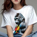 Tシャツ レディース 犬ファン 半袖 春夏 犬柄 プリント カジュアル かわいい 人間用 個性派 ここだけのデザイン 面白 ゴリラ マッチョ 筋肉 アメコミ