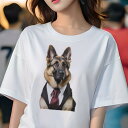 ジャーマンシェパード Tシャツ レディース 犬ファン 半袖 春夏 犬柄 プリント カジュアル かわいい 人間用 個性派 ここだけのデザイン 面白 スーツ ジャー...