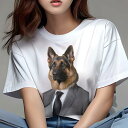 ジャーマンシェパードドッグ Tシャツ レディース 犬ファン 半袖 春夏 犬柄 プリント カジュアル かわいい 人間用 個性派 ここだけのデザイン 面白 スーツ ...