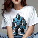 Tシャツ レディース 犬ファン 半袖 春夏 犬柄 プリント カジュアル かわいい 人間用 個性派 ここだけのデザイン 面白 ゴリラ マッチョ 筋肉 強い 動物
