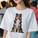 シェットランドシープドッグ Tシャツ レディース 犬ファン 半袖 春夏 犬柄 プリント カジュアル かわいい 人間用 個性派 ここだけのデザイン 面白 シェット...