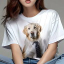 ゴールデンレトリバー Tシャツ レディース 犬ファン 半袖 春夏 犬柄 プリント カジュアル かわいい 人間用 個性派 ここだけのデザイン 面白 ビジネス ゴー...