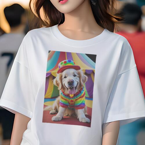 ゴールデンレトリバー Tシャツ レディース 犬ファン 半袖 春夏 犬柄 プリント カジュアル かわいい 人..