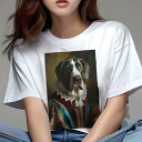 グレートデーン Tシャツ レディース 犬ファン 半袖 春夏 犬柄 プリント カジュアル かわいい 人間用 個性派 ここだけのデザイン 面白 肖像画 グレートデーン ルネサンス 王室 衣装