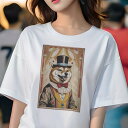 柴犬 Tシャツ レディース 犬ファン 半袖 春夏 犬柄 プリント カジュアル かわいい 人間用 個性派 ここだけのデザイン 面白 サーカス 柴犬 道化師 帽子 ...