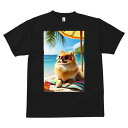 ポメラニアン Tシャツ メンズ キッズ 犬ファン 半袖 春夏 犬柄 プリント カジュアル かわいい 人間用 個性派 ここだけのデザイン 面白 ビーチ ポメラニアン 海 傘 夏
