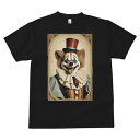 Tシャツ メンズ キッズ 犬ファン 半袖 春夏 犬柄 プリント カジュアル かわいい 人間用 個性派 ここだけのデザイン 面白 ピエロ 帽子 衣装 メイクアップ サーカス