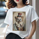 Tシャツ レディース 犬ファン 半袖 春夏 犬柄 プリント カジュアル かわいい 人間用 個性派 ここだけのデザイン 面白 ピエロ 帽子 衣装 メイクアップ サーカス