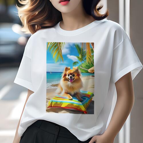 ポメラニアン Tシャツ レディース 犬ファン 半袖 春夏 犬柄 プリント カジュアル かわいい 人間用 個性..