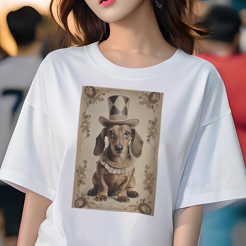 ダックスフンド Tシャツ レディース 犬ファン 半袖 春夏 犬柄 プリント カジュアル かわいい 人間用 個..