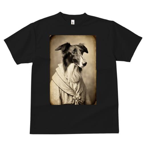 ボルゾイ Tシャツ メンズ キッズ 犬ファン 半袖 春夏 犬柄 プリント カジュアル かわいい 人間用 個性派 ここだけのデザイン 面白 アンティーク ボルゾイ レトロ ヴィンテージ ファッション