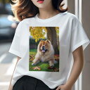 チャウチャウ Tシャツ レディース 犬ファン 半袖 春夏 犬柄 プリント カジュアル かわいい 人間用 個性派 ここだけのデザイン 面白 秋 チャウチャウ 葉 木