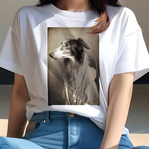 ボルゾイ Tシャツ レディース 犬ファン 半袖 春夏 犬柄 プリント カジュアル かわいい 人間用 個性派 ..