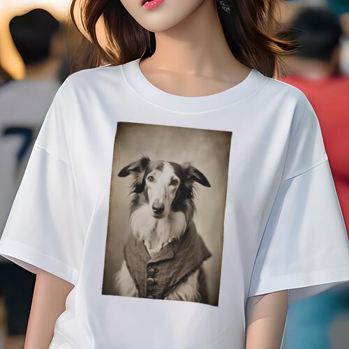 ボルゾイ Tシャツ レディース 犬ファン 半袖 春夏 犬柄 プリント カジュアル かわいい 人間用 個性派 ..